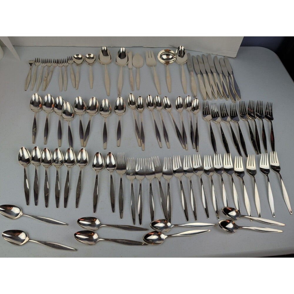 81-Piece Silver Plate Flatware Set Denmark Design Reed and Barton Vtg MCM